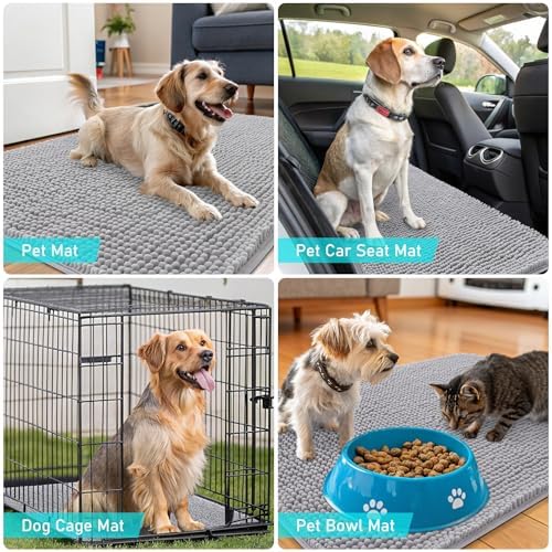 OLANLY Dog Door Mat for Muddy Paws 35x24, Super Absorbent Chenille Mud Mat - Image 7