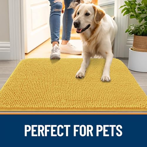 OLANLY Dog Door Mat for Muddy Paws 47x32, Super Absorbent Chenille Mud Mat - Image 6