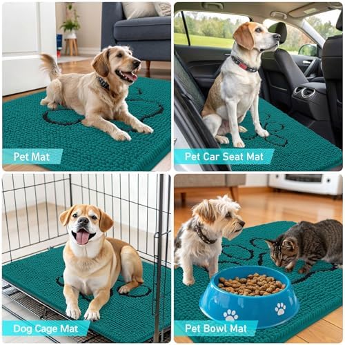 OLANLY Dog Door Mat for Muddy Paws 48x30, Paw Print Design Chenille Mud Mat - Image 7