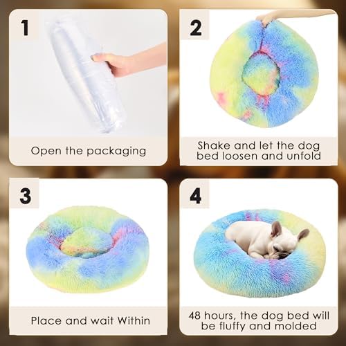Extra Large Dog Beds, 36in Human Dog Anxiety Relief Comfort Bed (Rainbow) - Image 6