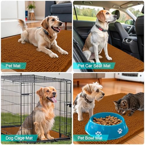 OLANLY Dog Door Mat for Muddy Paws 32x20, Super Absorbent Chenille Mud Mat - Image 7