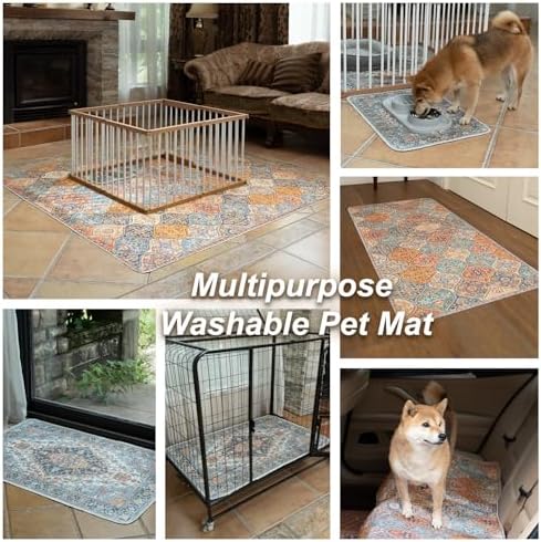nunubaby 4PACK Washable Pee Pads for Dogs, Stylish, Non-Slip and Leak-Proof Pee Pads. Reusable Potty Pads for Dogs for Crates and Floors.(Red/Floral,18" x24" ) - Image 6