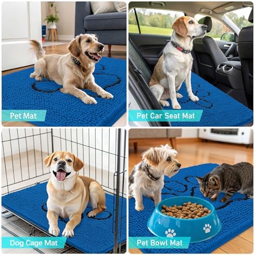 OLANLY Dog Door Mat for Muddy Paws 35x16, Paw Print Design Chenille Mud Mat - Image 7