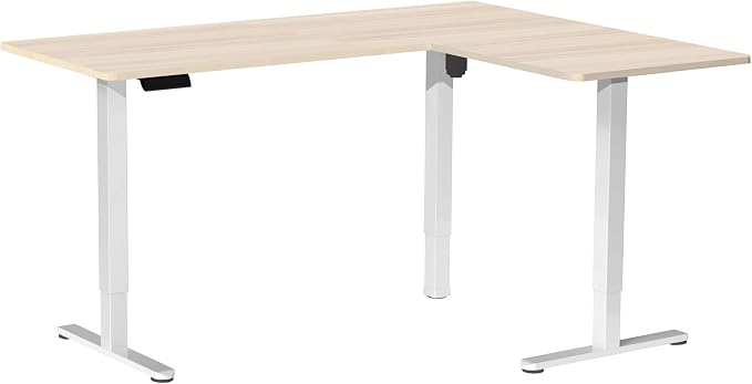 VIVO Light Wood 63 x 55 in Corner Standing Desk, DESK-E3CTC | Electric, Reversible L-Shaped Table, Sit Stand, Height Adjustable, Memory Controller, Office Furniture Sets, White Frame - Image 9