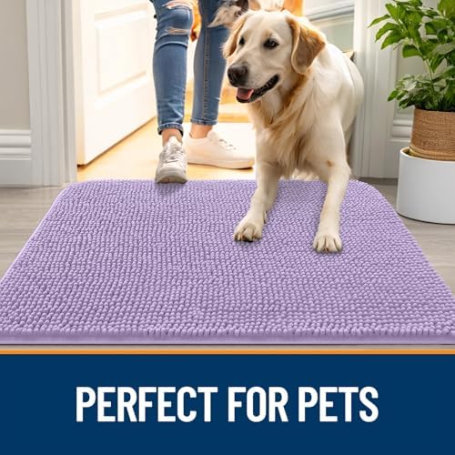 OLANLY Dog Door Mat for Muddy Paws 47x24, Super Absorbent Chenille Mud Mat - Image 6