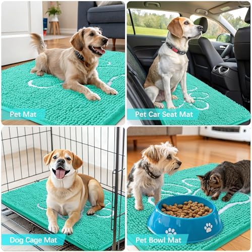 OLANLY Dog Door Mat for Muddy Paws 59x35, Paw Print Design Chenille Mud Mat - Image 7