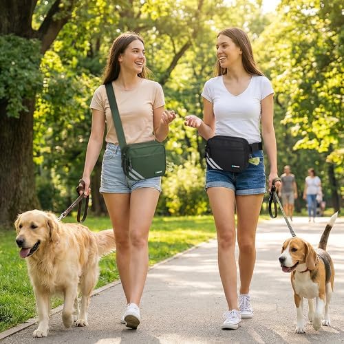 PetAmi Dog Walking Bag, 3-in-1 Crossbody Fanny Pack Treat Pouch,Olive Green - Image 7