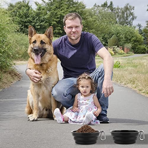 SLSON Dog Bowls Pet Collapsible Bowl with Cover Lids,2 Pack Dog Travel Bowls Portable Foldable Cat Water Dish Bowl for Pets Walking Parking Camping (Black and Black, Large) - Image 7