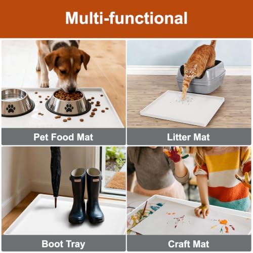 22" x 19" Extra Thick Silicone Mat Waterproof with Raised Edge, White - Image 7