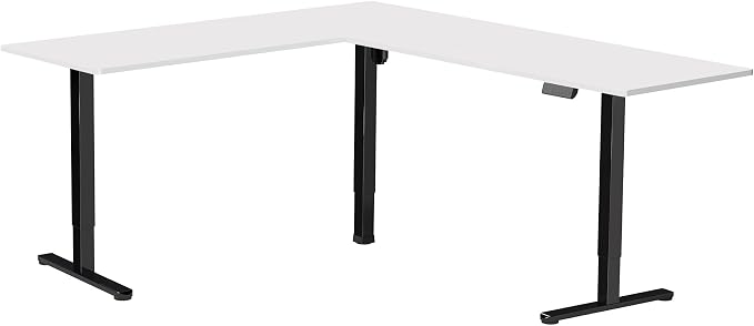 VIVO White 75 x 63 in Corner Standing Desk, DESK-E3CTBW-75 | Electric, Large Reversible L-Shaped Table, Sit Stand Height Adjustable, Memory Controller, Office Furniture Sets, Black Frame - Image 9