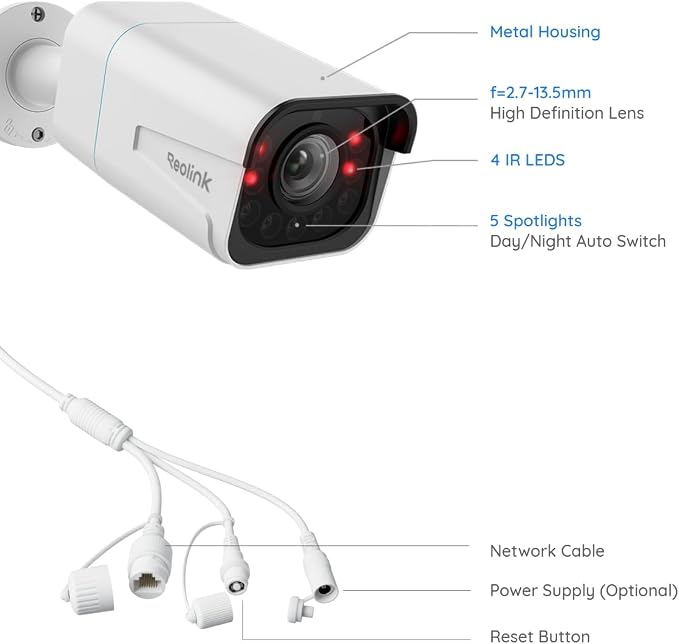 REOLINK PoE Security Camera RLC-811A 5X Optical Zoom, 4K Color Night Vision | 123° FoV, Outdoor Wired IP, Human/Vehicle/Animal Smart Detection, 2 Way Talk, Supports up to 512GB microSD Card - Image 9