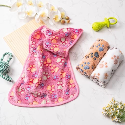 1 Pack 3 Blankets Fluffy Premium Fleece Soft Pet Blanket Flannel Throw for Cat Dog Puppy (Medium 30x20'', Dot-White/Pink/Blue) - Image 7