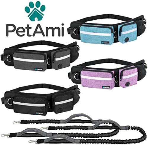 PetAmi Hands Free Dog Leash with Waist Running Belt Bag, Double (Purple) - Image 7