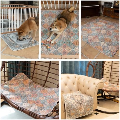 nunubaby Washable Pee Pads for Dogs, Stylish, Non-Slip and Leak-Proof Pee Pads. Reusable Potty Pads for Dogs for Crates and Floors.(Beige/Floral, 18" x24" ) - Image 7