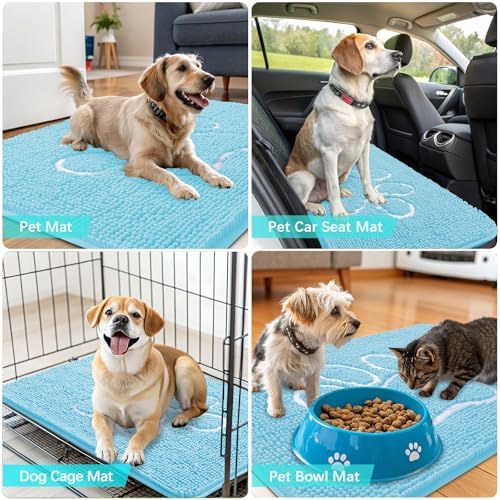 OLANLY Dog Door Mat for Muddy Paws 36x24, Paw Print Design Chenille Mud Mat - Image 7
