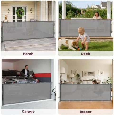 96" Retractable Baby Gate, Long Mesh Dog Gate for Garage Deck Porch - Image 6