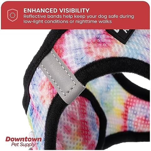Downtown Pet Supply Step-in Dog Harness – No Pull, Adjustable Padded Mesh with Reflective Trim, Secure Buckle Strap – Comfortable & Breathable Small Dog Harness, Large, Tie Dye - Image 7