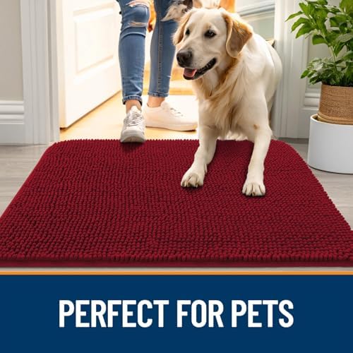 OLANLY Dog Door Mat for Muddy Paws 47x32, Super Absorbent Chenille Mud Mat - Image 6