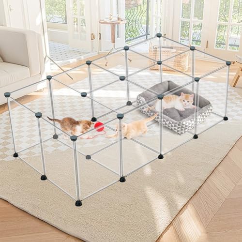VISCOO 24 Panels Small Animals Playpen,48"x24"x28" Transparent Pet Playpen - Image 7