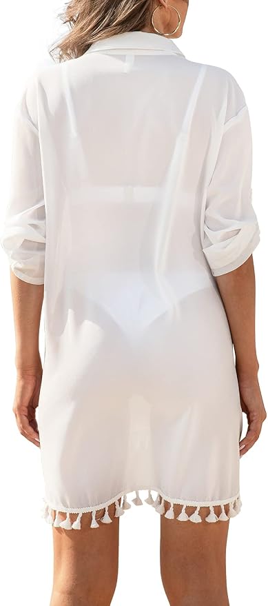 Yincro Women Swimsuit Cover Up Shirt 2026 Tassel Beach Bathing Suit for Swimwear Bikini Dress - Image 3