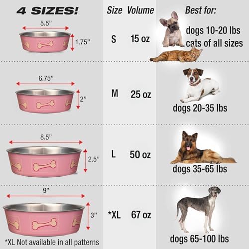 Loving Pets Bella Dog Bowls- Stainless Steel Dog & Cat Bowls - Spill Proof Dog Food Bowl, Cat Bowl, Puppy Essentials & Pet Supplies Great for Home & Travel (Large 35-65 lbs, Coastal Pink) - Image 5
