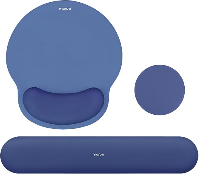 MOSISO Wrist Rest Support for Mouse Pad&Keyboard Set, Royal Blue | Circle Curved Ergonomic Mousepad Non-Slip Base Home/Office Pain Relief&Easy Typing Pad with Soft Cloth&Silicone Lining by MOSISO