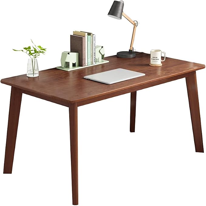 IOTXY Simple Wooden Writing Desk - Modern Minimalist Style PC Laptop Computer Workbench with Solid Wood Legs, 47" W Home Office Work Table for TV Stand Music Video Live Broadcast Workstation, Walnut - Image 9