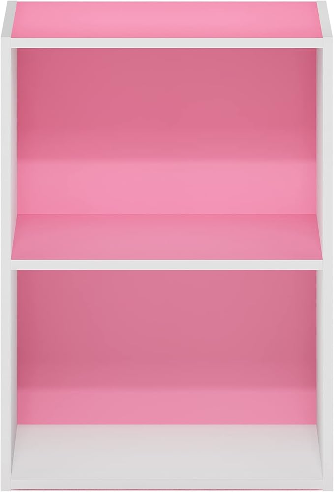 Furinno Luder Bookcase / Book / Storage, 2-Tier, Pink/White - Image 6