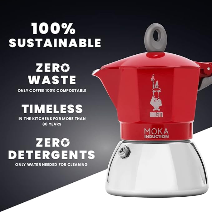 Bialetti - Moka Induction, Moka Pot, Suitable for all Types of Hobs, 2 Cups Espresso (2.8 Oz), Red - Image 7