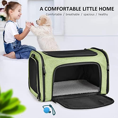 Henkelion Pet Carrier for Small Medium Cats Dogs Puppies up to 15 Lbs, Airline Approved Small Dog Carrier Soft Sided, Collapsible Travel Puppy Carrier - Green (Pack of 2) - Image 7