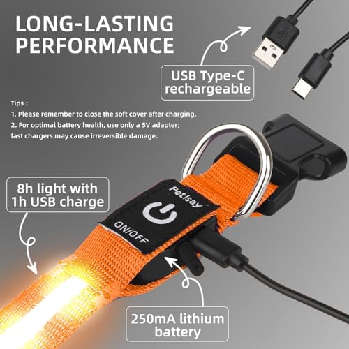Super Bright LED Dog Collar, Waterproof Light up Collars(Orange, S) - Image 7