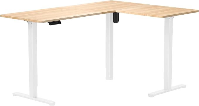 VIVO Light Wood 63 x 47 in Corner Standing Desk, DESK-E3CTWC-47 | Electric, Reversible L-Shaped Table, Sit Stand, Height Adjustable, Memory Controller, Office Furniture Sets, White Frame - Image 9