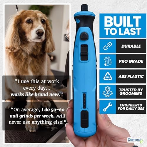 Diamondg Cordless Dog Nail Grinder - Quiet Sound with LED Light, Blue - Image 7