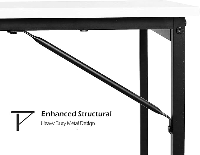 Lufeiya Computer Desk White Writing Table for Small Spaces Home Office 39 Inch Modern Study PC Desk with Storage Bag Hook, White Black - Image 7