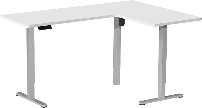 VIVO White 63 x 55 in Corner Standing Desk, DESK-E3CTGW | Electric, Reversible L-Shaped Table, Sit Stand, Height Adjustable, Memory Controller, Office Furniture Sets, Gray Frame - Image 9