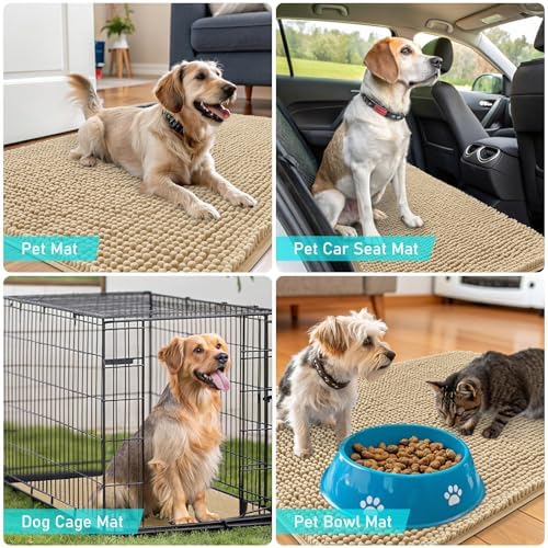 OLANLY Dog Door Mat for Muddy Paws 50x30, Super Absorbent Chenille Mud Mat - Image 7