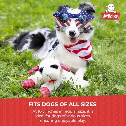 Multipet Lamb Chop Dog Plush Toy with Birthday Hat - Squeaky Dog Toy - Image 7