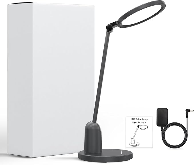 Desk Lamps for Home Office with Stable Base, 1000LM Ultra Bright Eye-Caring LED Desk Light, 3000K-6000K Dimmable Table Lamp with Stepless Dimming & Timing Function for Work, Reading, Bedroom, Bedside - Image 8