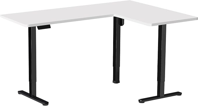 VIVO White 63 x 55 in Corner Standing Desk, DESK-E3CTBW | Electric, Reversible L-Shaped Table, Sit Stand, Height Adjustable, Memory Controller, Office Furniture Sets, Black Frame - Image 9