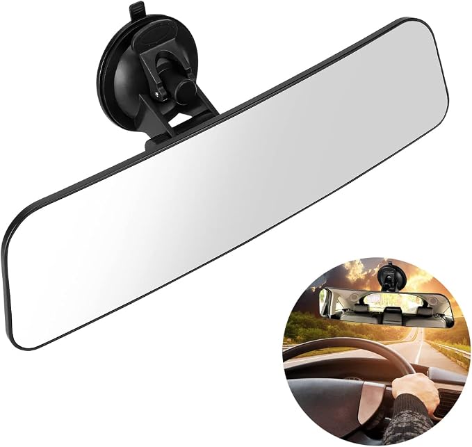 Car Rear View Mirror with Suction Cup, Anti Glare Wide Angle HD Auto Inside Rearview Mirror, 360 Degrees Adjustable Reduce Blind Spots, Universal for Vehicle, Marine, Boat, Truck, SUV, Van - Image 7