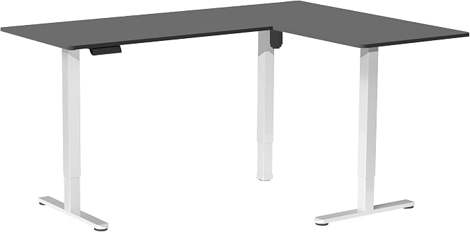 VIVO Black 63 x 55 in Corner Standing Desk, DESK-E3CTWB | Electric, Reversible L-Shaped Table, Sit Stand, Height Adjustable, Memory Controller, Office Furniture Sets, White Frame - Image 9