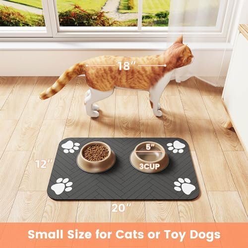Pet Feeding Mat-Absorbent Pet Placemat for Food and Water Bowl, with Waterproof Rubber Backing, Quick Dry Water Dispenser Mat for Dog and Cat (24"x16", Beige) - Image 7