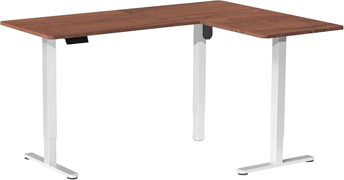 VIVO Dark Walnut 63 x 55 in Corner Standing Desk, DESK-E3CTWD | Electric, Reversible L-Shaped Table, Sit Stand, Height Adjustable, Memory Controller, Office Furniture Sets, White Frame - Image 9