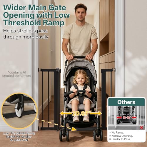 InnoTruth 27-36.6 in Wide Baby Gate for Stairs and Doorways, Black - Image 6