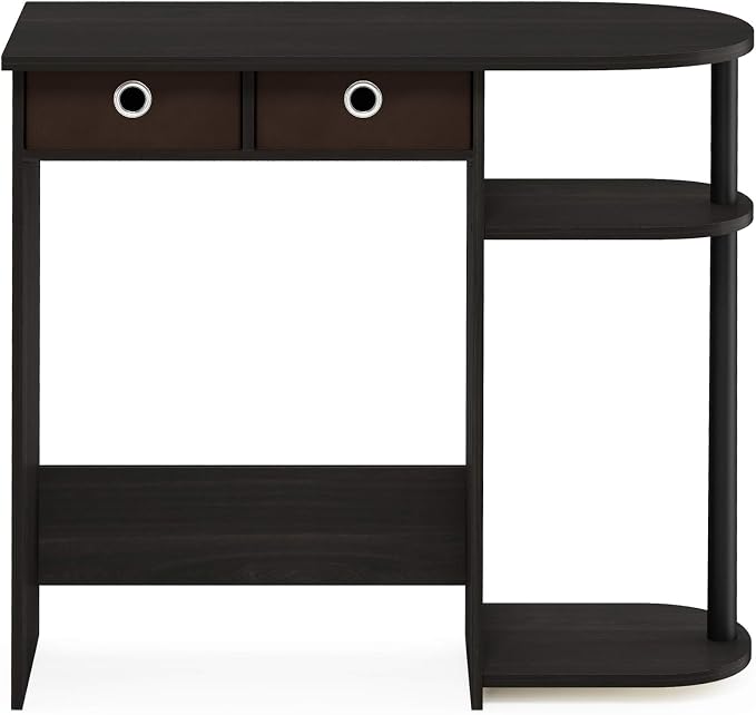 Furinno Go Green Desk, 31.5" Wide Gaming Desk with 2 Side Shelves and Storage Bins, Computer Desk, Office Desk for Home Office, Study Room, Dorm, Bedroom, Espresso - Image 6