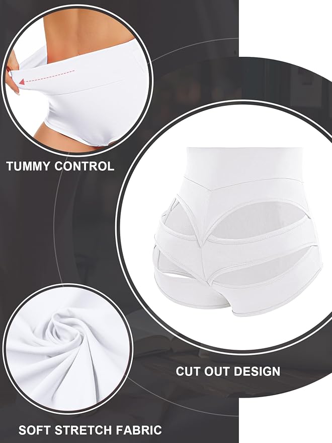 Cut Out Yoga Shorts Booty Butt Lifting Scrunch Shorts High Waisted Workout Gym Active Hot Pants - Image 4