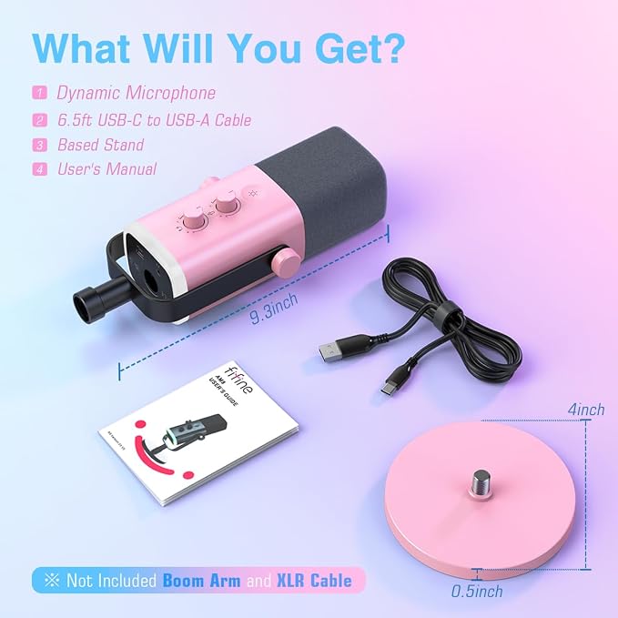 FIFINE AmpliGame AM8P XLR/USB Dynamic Microphone for Gaming Recording | PC Microphone with Controllable RGB, Headphones Jack, Mute Button, for Streaming Podcasting Voice-Over YouTube Video, Pink - Image 7