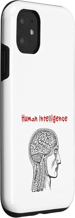 Human Intelligence (Anti Ai Statement & Head Graphic) Case for iPhone 11 - Image 3