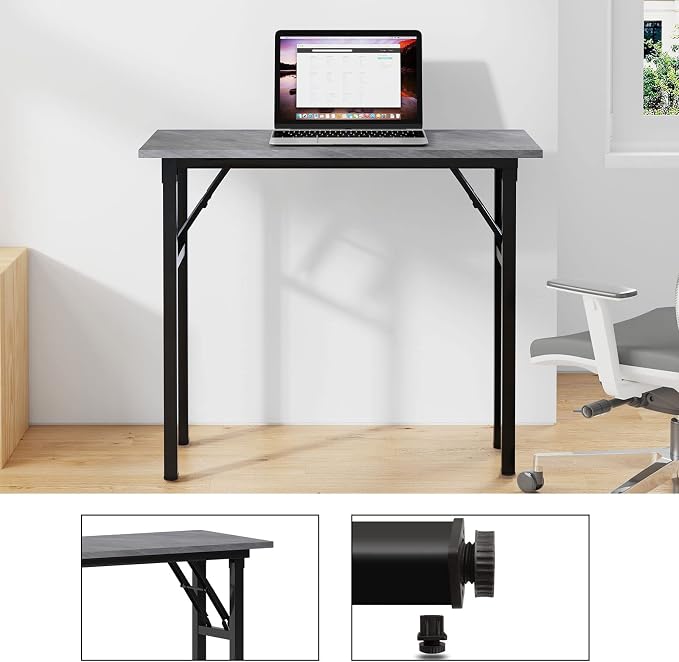 Need Small Computer Desk 31.5 Inch Folding Home Office Table Slate Ash | Black Frame Writing Gaming Work Table/Sturdy Foldable Study Table for Small Space/Dormitory, No Assembly Required - Image 9