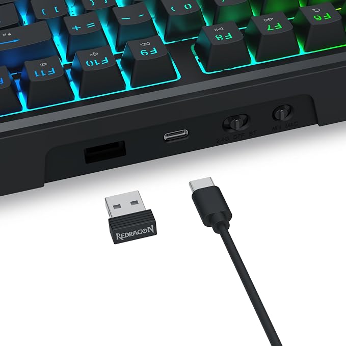 Redragon K762 PRO Wireless 104-Key Gasket Gaming Keyboard, Screen & Knob | Easy-Control LED Info Display, 0-Delay Tri-Mode, Cushioned 5-Layer Noise Dampening for Creamy Thocky Sound, Full-Size 104-Key - Image 5